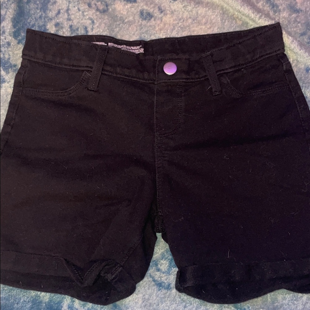 Wonder Nation Dark Jean Shorts with Purple Button
